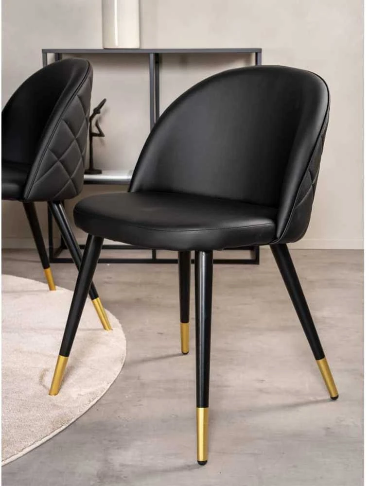 Venture Home Valgomojo kėdės Velvet, 2vnt., juodos, odos imitacijos