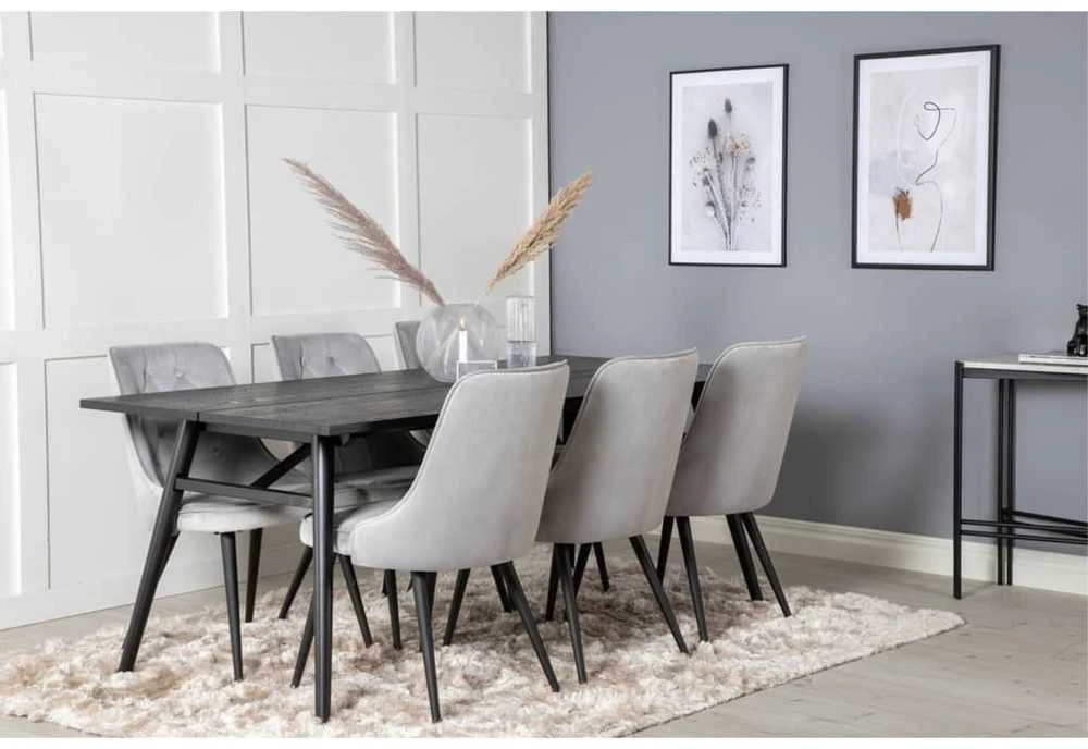 Venture Home Valgomojo kėdės Velvet Deluxe, 2vnt., pilkos, aksomas
