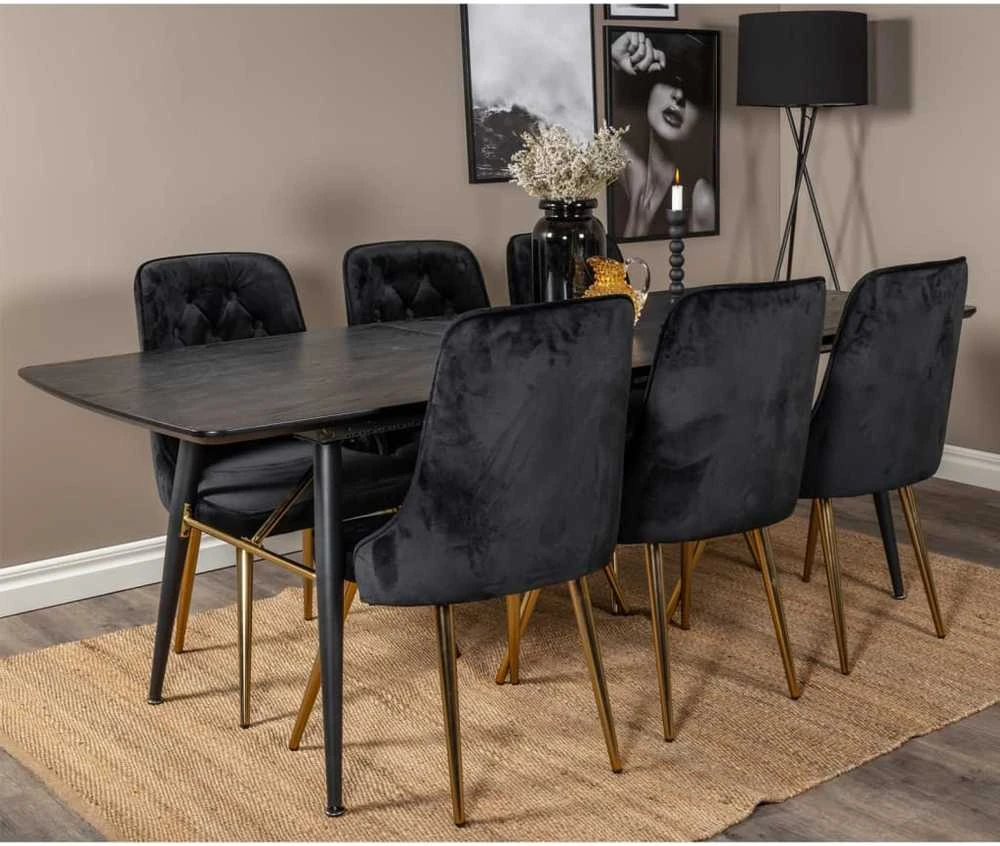 Venture Home Valgomojo kėdės Velvet Deluxe, 2vnt., juodos, aksomas