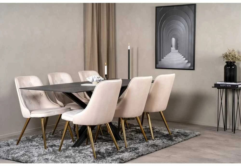 Venture Home Valgomojo kėdės Velvet Deluxe, 2vnt., smėlio, aksomas