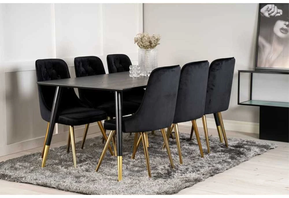Venture Home Valgomojo kėdės Velvet Deluxe, 2vnt., juodos, aksomas