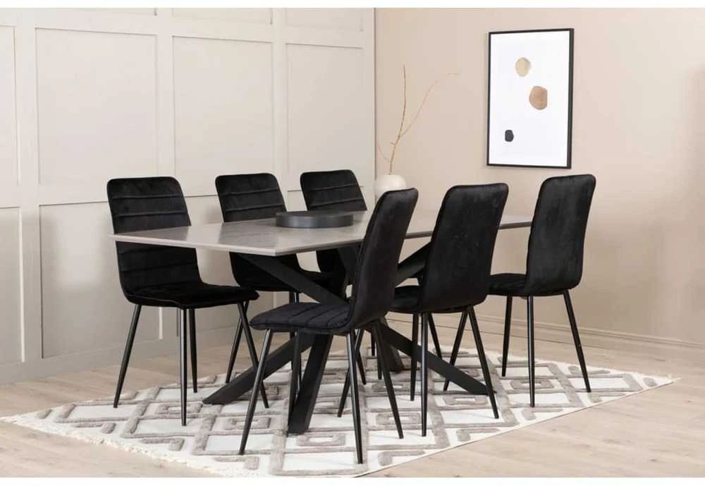 Venture Home Valgomojo kėdės Windu, 2vnt., juodos spalvos, aksomas