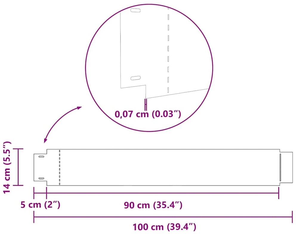 vidaxl Vešlių tvorų 100 x 14 x 0.07 cm Cinkuota plienas