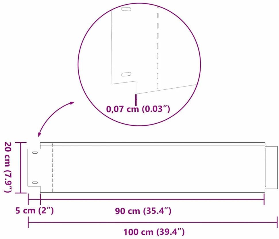 vidaxl Vešlių tvorų 100 x 20 x 0.07 cm Cinkuota plienas