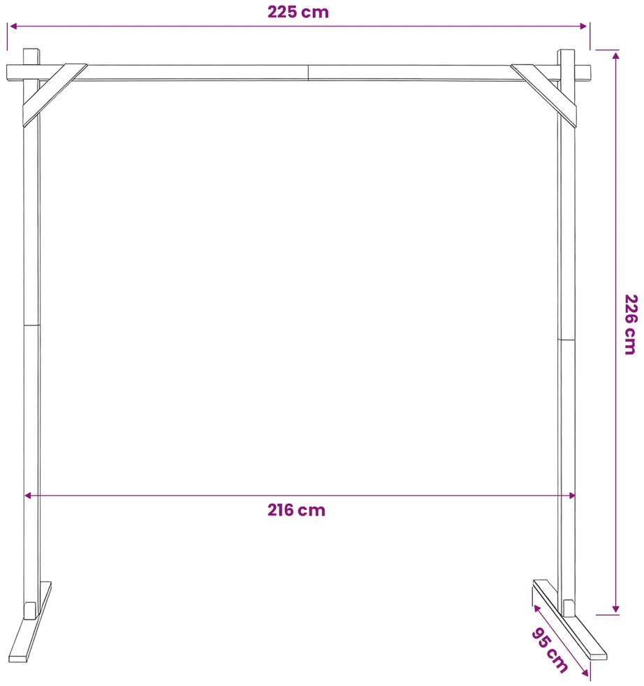 Vestuvinis Arklys Šviesiai rudas 225 x 95 x 226 cm