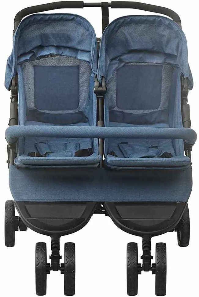 Vežimėlis dvynukams, tamsiai mėlynos spalvos, plienas