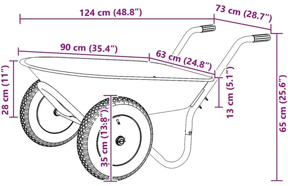 Vežimėlis Sidabrinė ir juoda 80 L 120 kg Galvanizuotas plienas