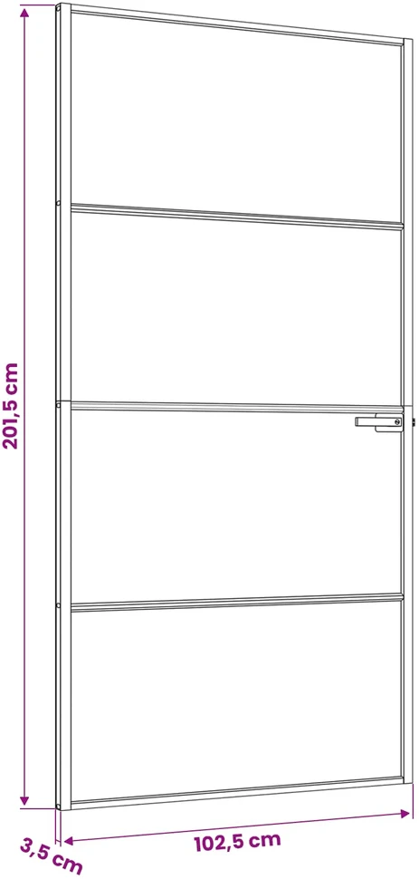Vidaus durys 102,5 x 201,5 cm Grūdintas stiklas ir aliuminis