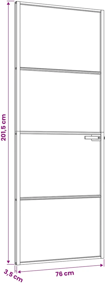 Vidaus durys 76 x 201,5 cm Grūdintas stiklas ir aliuminis