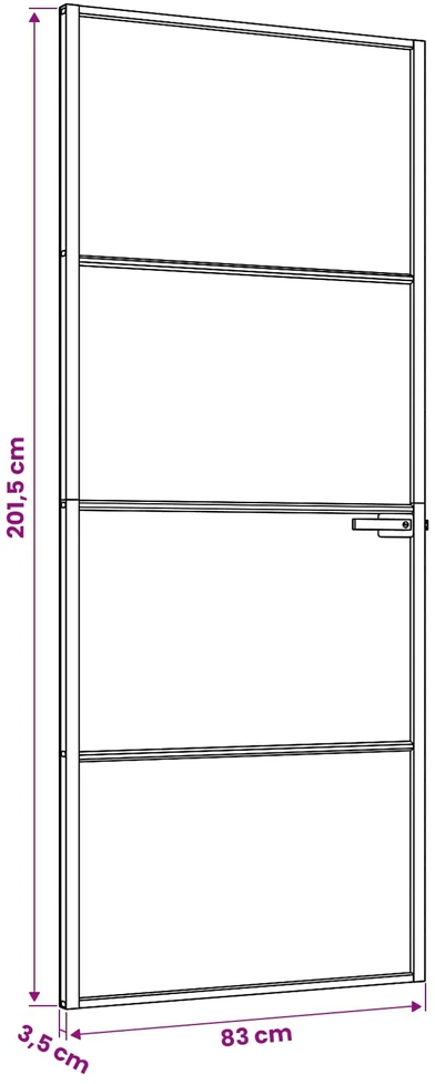 Vidaus durys 83 x 201,5 cm Grūdintas stiklas ir aliuminis