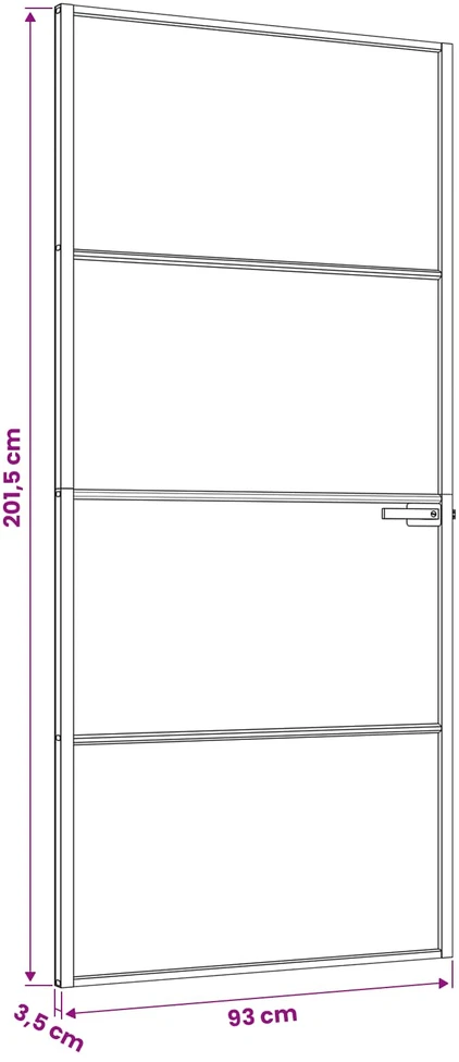 Vidaus durys 93 x 201,5 cm Grūdintas stiklas ir aliuminis