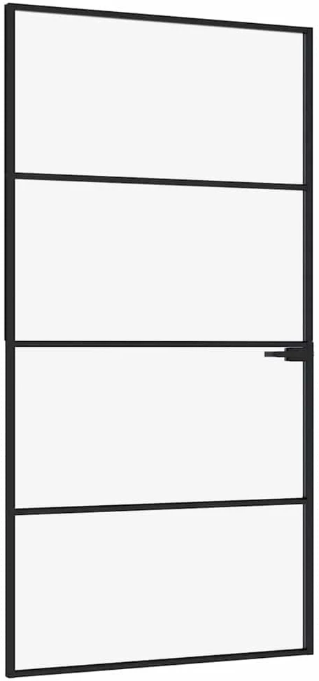 Vidaus durys, juodos, 102x201,5cm, grūdintas stiklas/aliuminis