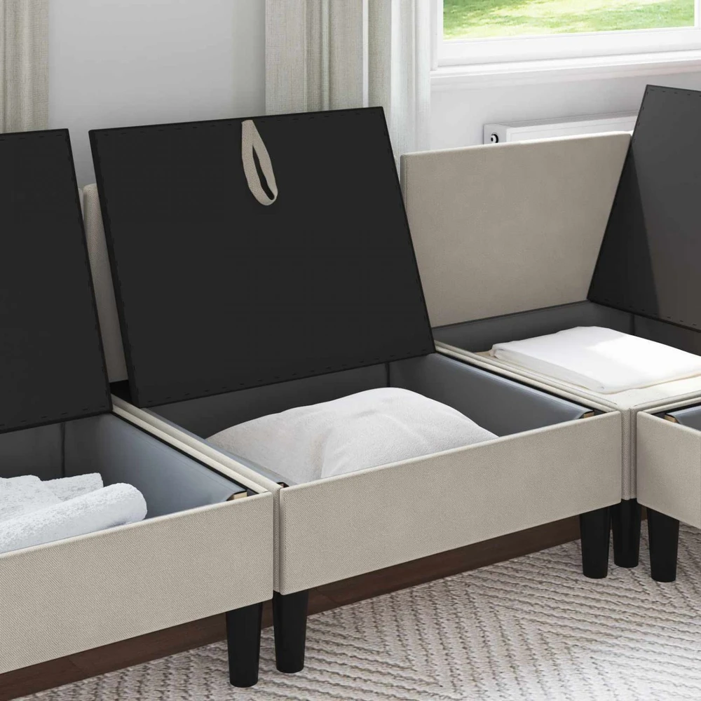 Vidinė Sofa su Saugykla Avižinė Aksomas