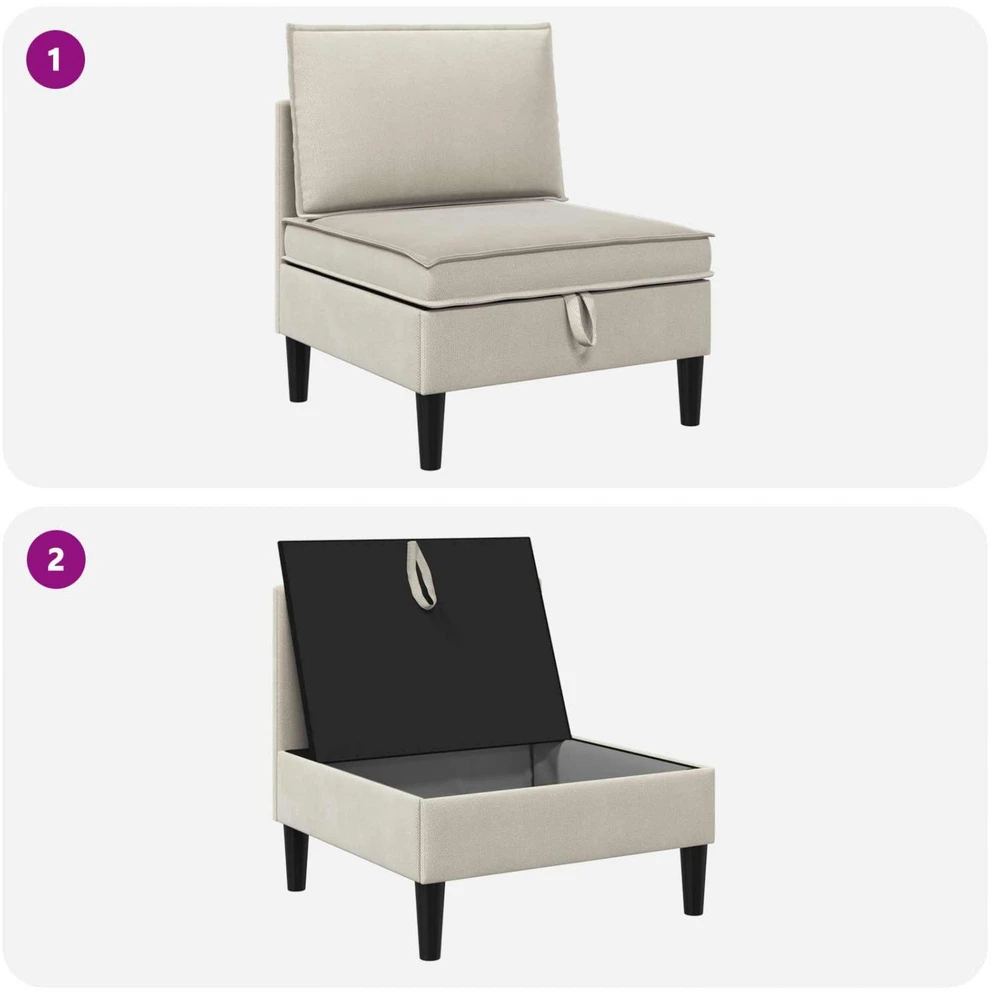 Vidinė Sofa su Saugykla Avižinė Aksomas