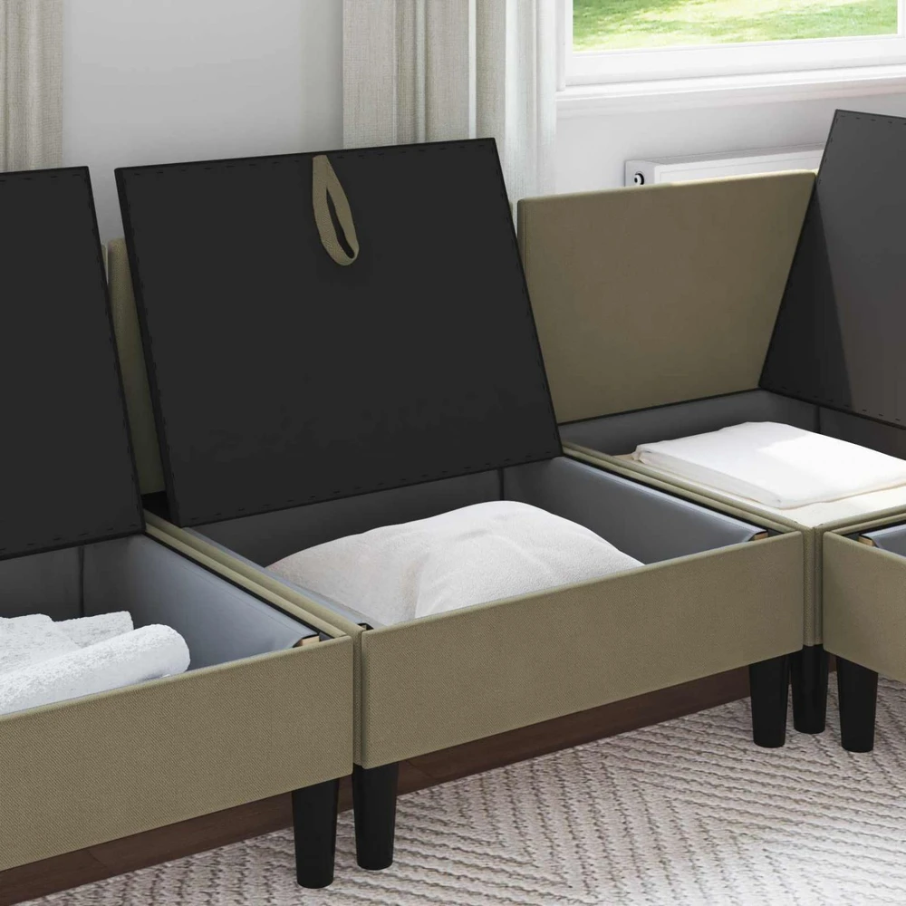 Vidinė Sofa su Saugykla Chaki Aksomas