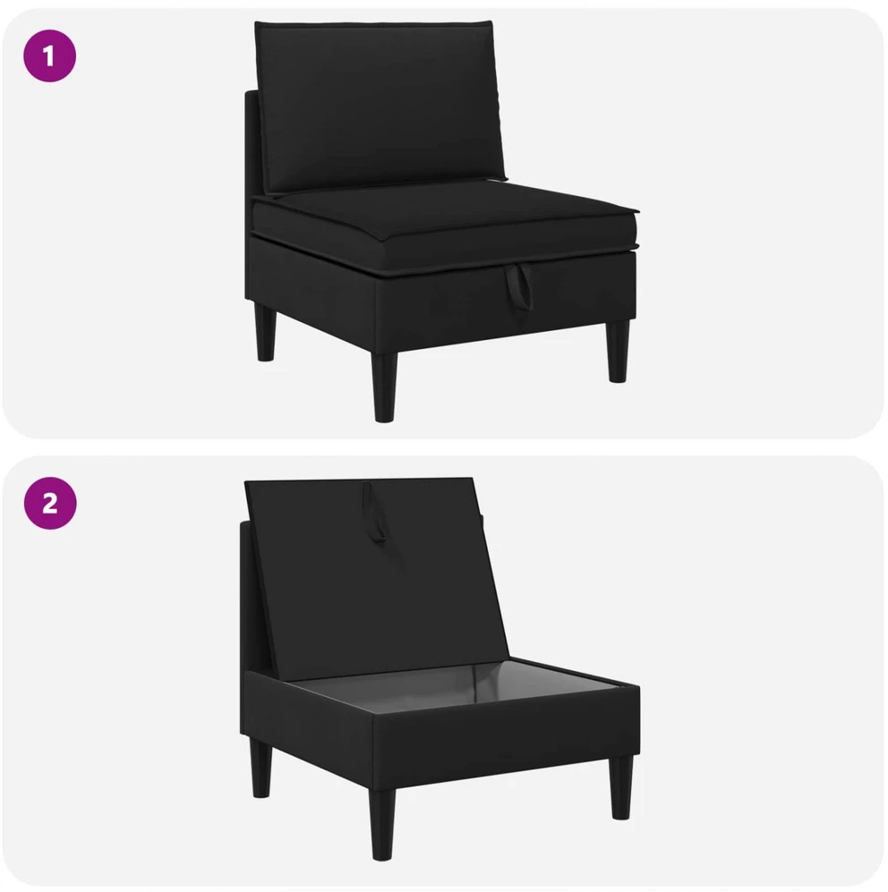 Vidinė Sofa su Saugykla Juoda Aksomas