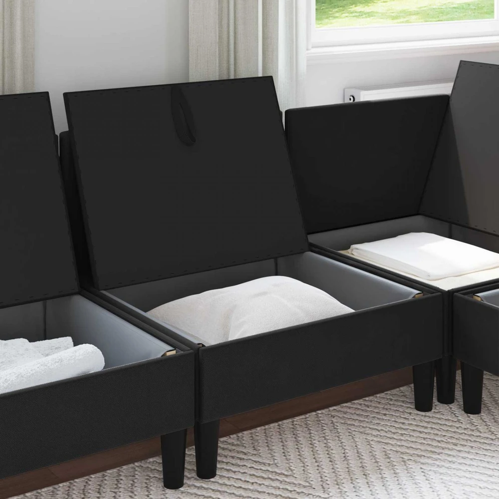 Vidinė Sofa su Saugykla Juoda Aksomas
