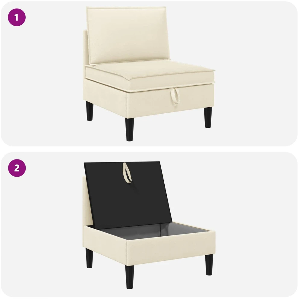 Vidinė Sofa su Saugykla Kreminė Aksomas