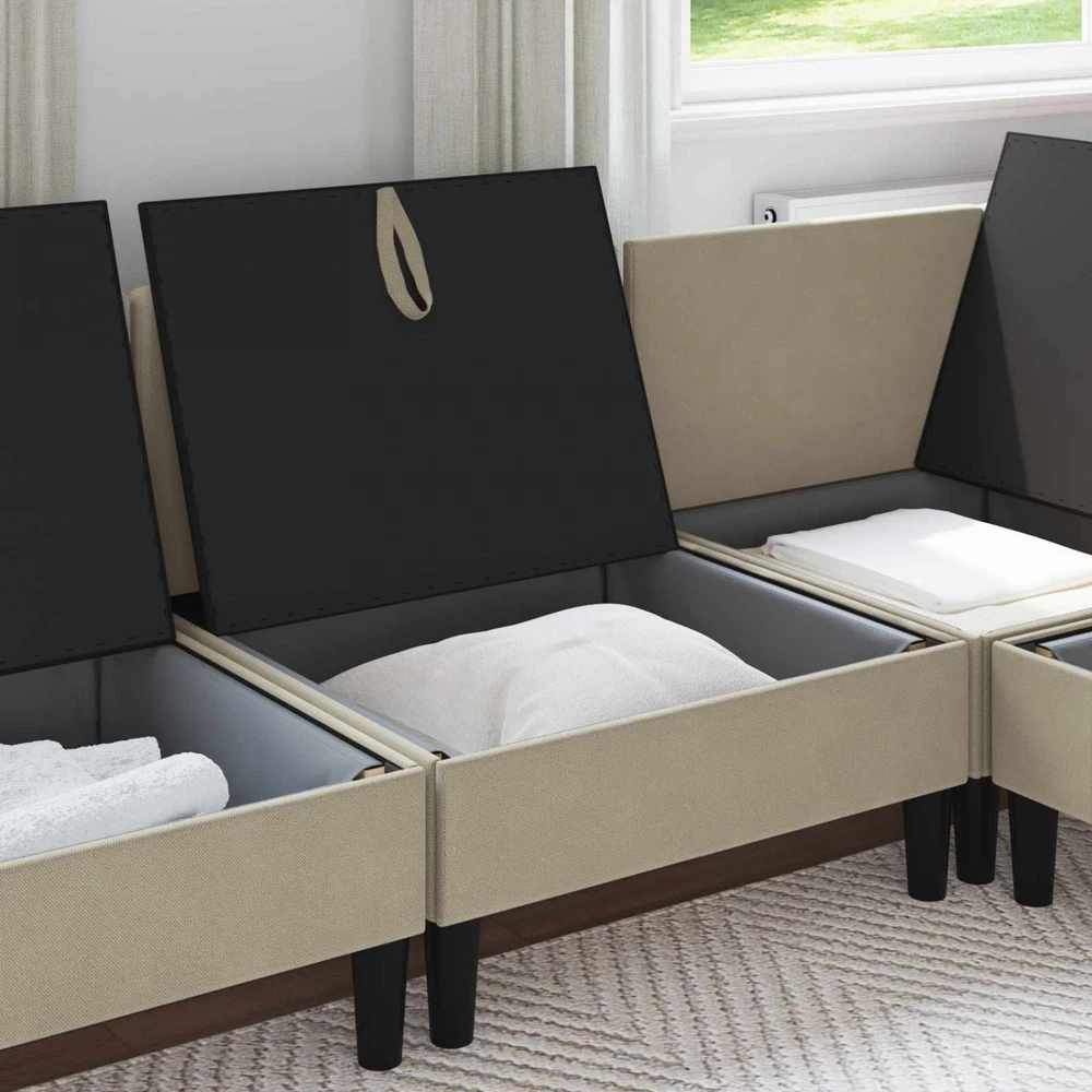 Vidinė Sofa su Saugykla Smėlio Aksomas