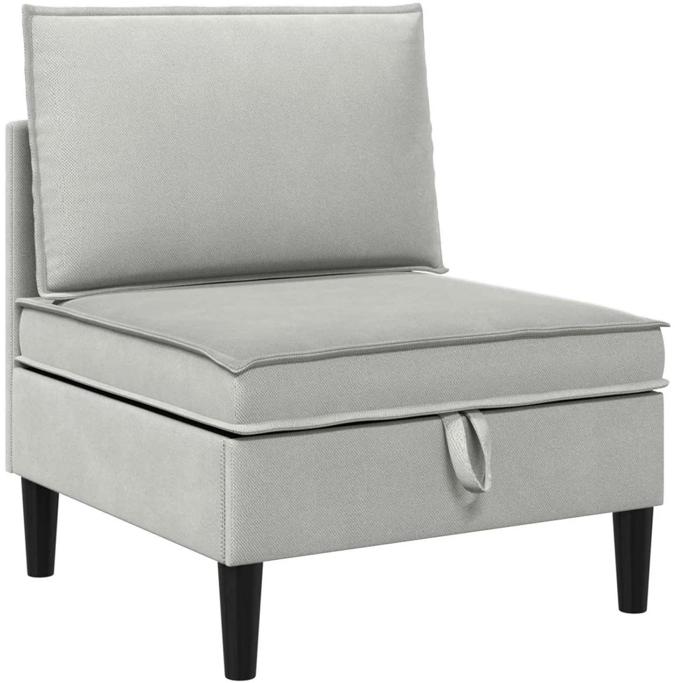 Vidinė Sofa su Saugykla Šviesiai pilka Aksomas