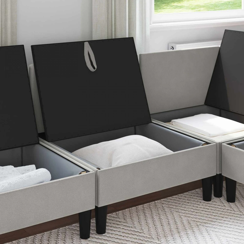 Vidinė Sofa su Saugykla Šviesiai pilka Aksomas