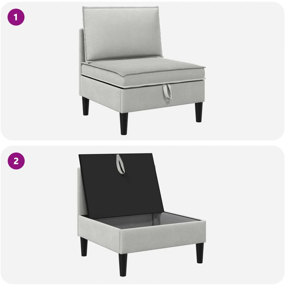 Vidinė Sofa su Saugykla Šviesiai pilka Aksomas