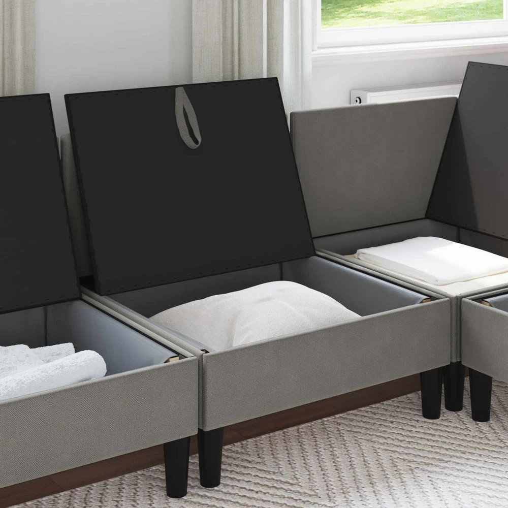 Vidinė Sofa su Saugykla Tamsiai pilka Aksomas