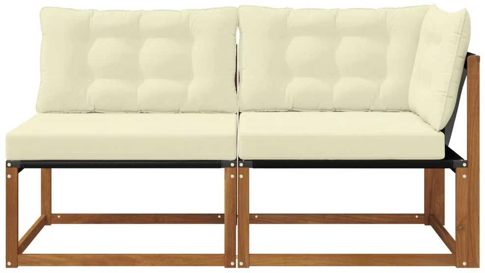 2 vnt. Vidurinė ir kampinė sofa Kietos akacijos mediena