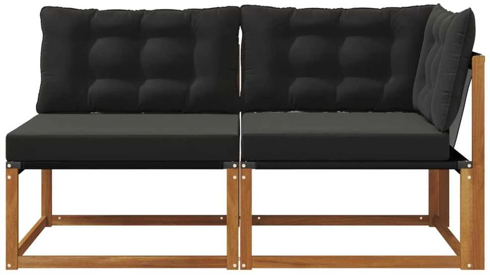 7 vnt. Lauko vidurinė ir kampinė sofa Kietos akacijos mediena