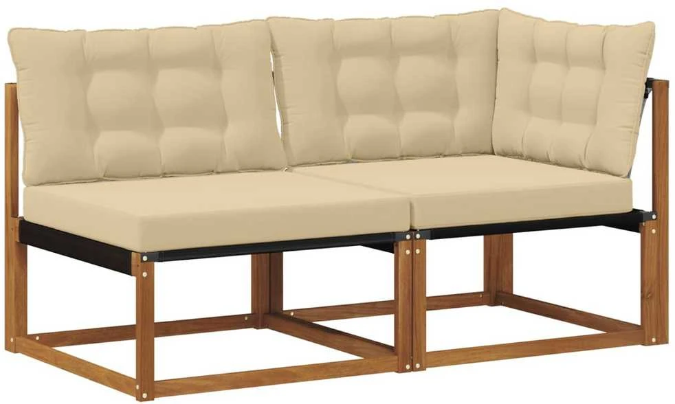 7 vnt. Lauko vidurinė ir kampinė sofa Kietos akacijos mediena