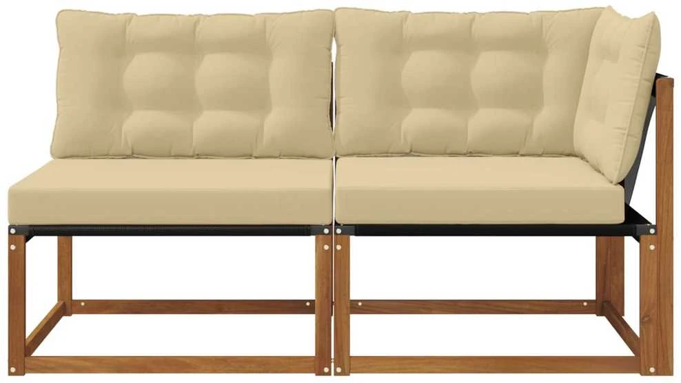 7 vnt. Lauko vidurinė ir kampinė sofa Kietos akacijos mediena
