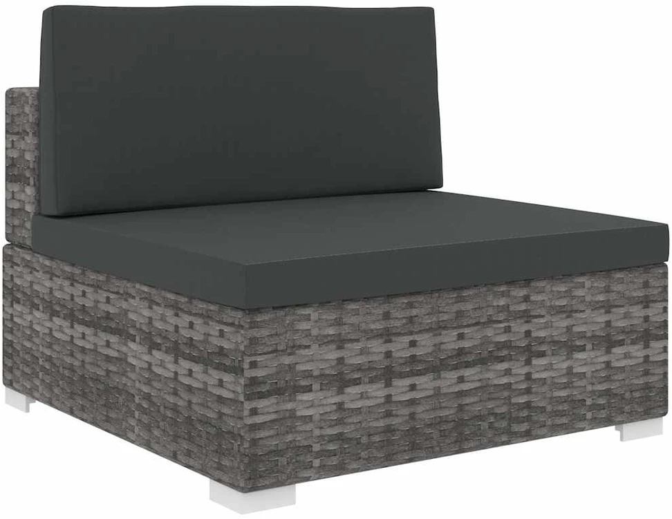 Lauko baldų komplektas Vidurinė sekcinė sofa su pagalvėle, 1vnt., pilka, poliratanas