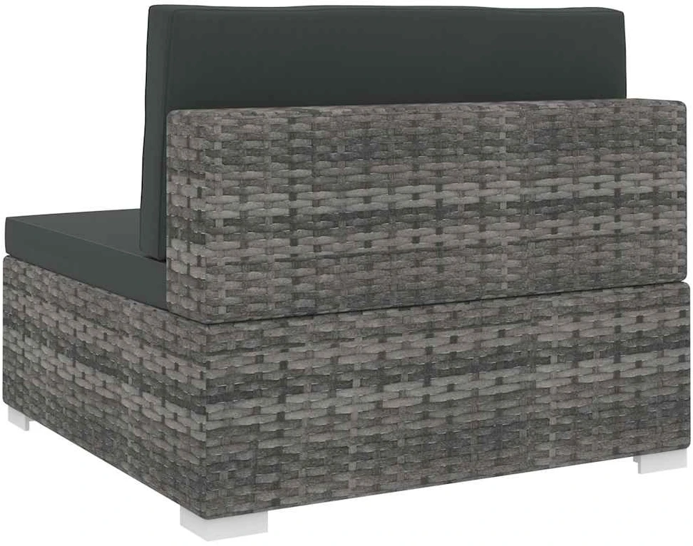 Lauko baldų komplektas Vidurinė sekcinė sofa su pagalvėle, 1vnt., pilka, poliratanas