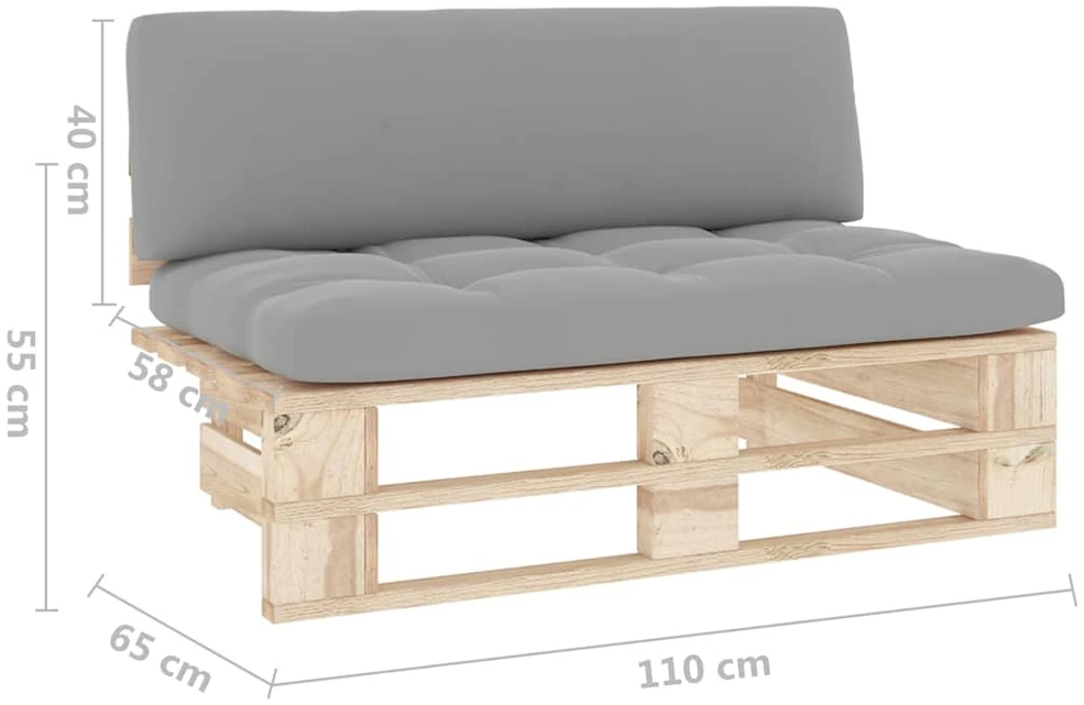 Sofa Vidurinė sodo sofos dalis iš palečių, impregnuota pušis