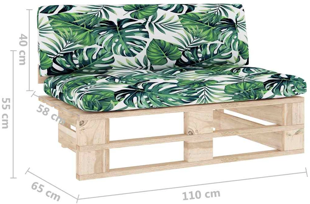 Vidurinė sodo sofos dalis iš palečių, impregnuota pušis