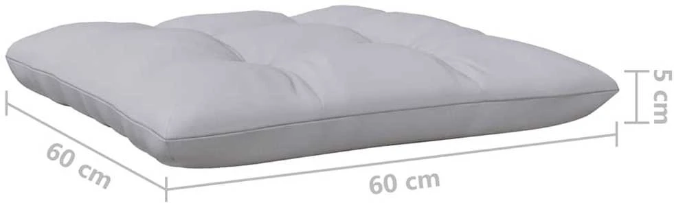 Vidurinė sodo sofos dalis su pilkomis pagalvėlėmis, pušis