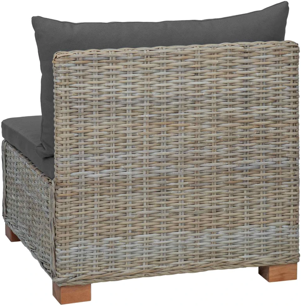Vidurinė sofa su pagalvėlėmis GENDT Natūralus pintas Kubu pilka