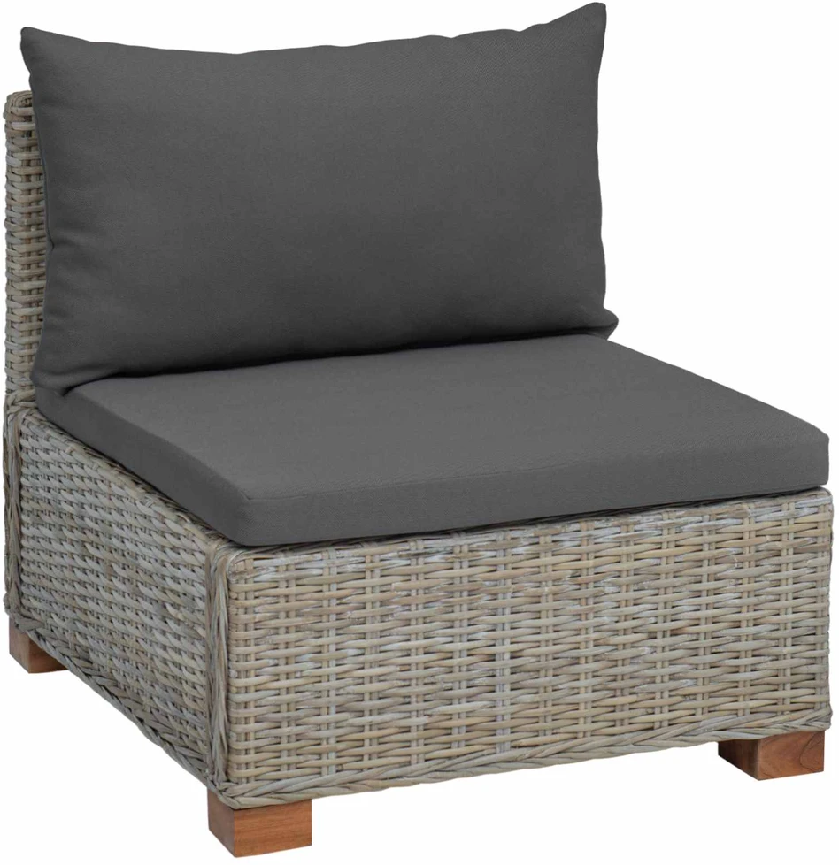 Vidurinė sofa su pagalvėlėmis GENDT Natūralus pintas Kubu pilka