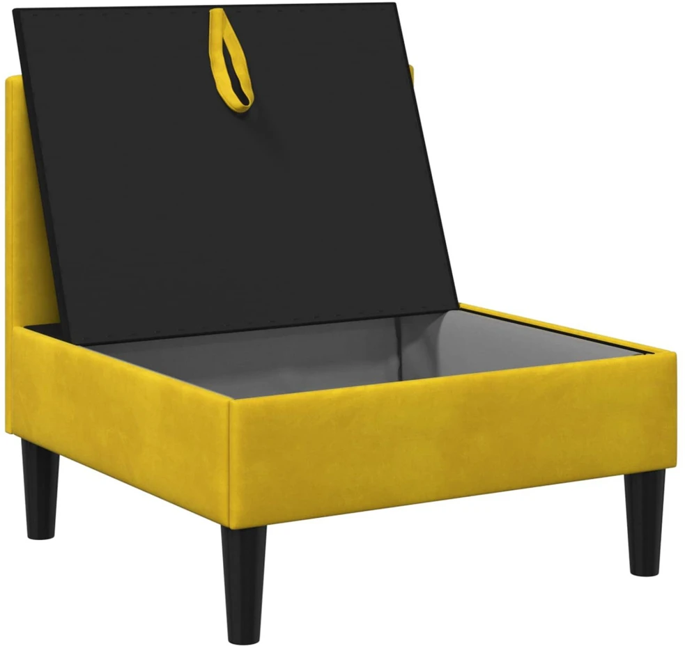 Vidurinė sofa su saugykla Geltona Aksomas