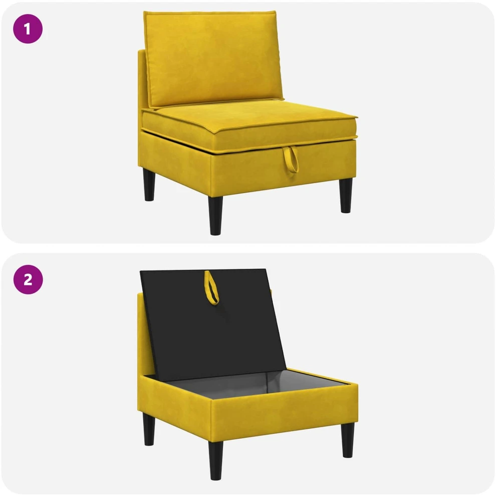 Vidurinė sofa su saugykla Geltona Aksomas