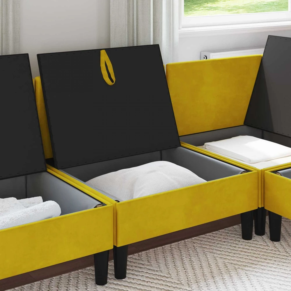 Vidurinė sofa su saugykla Geltona Aksomas