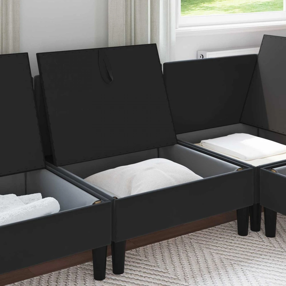 Vidurinė sofa su saugykla Juoda Aksomas