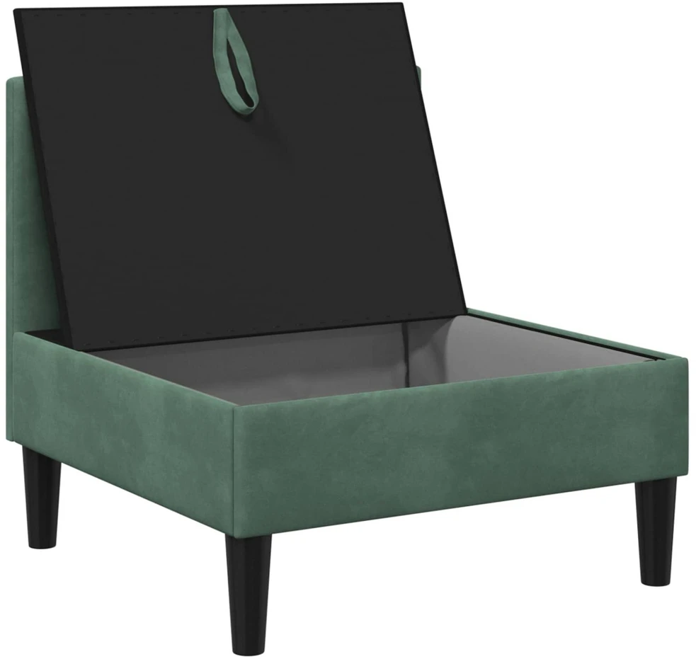 Vidurinė sofa su saugykla Jūrinė žalia Aksomas