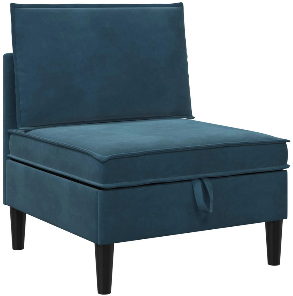 Vidurinė sofa su saugykla Mėlyna Aksomas
