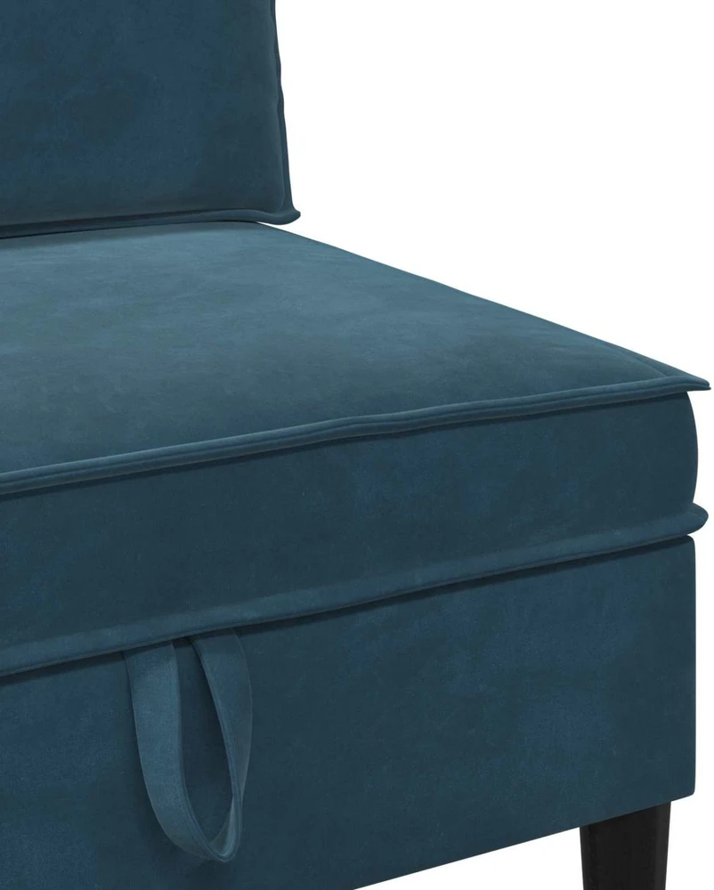 Vidurinė sofa su saugykla Mėlyna Aksomas