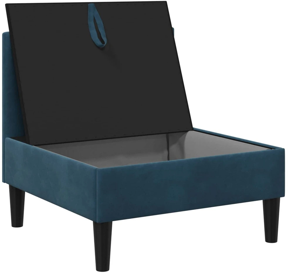 Vidurinė sofa su saugykla Mėlyna Aksomas