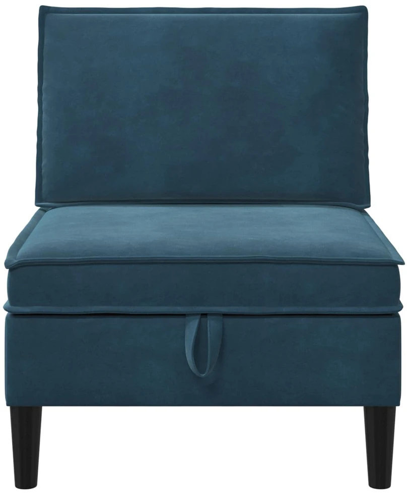 Vidurinė sofa su saugykla Mėlyna Aksomas
