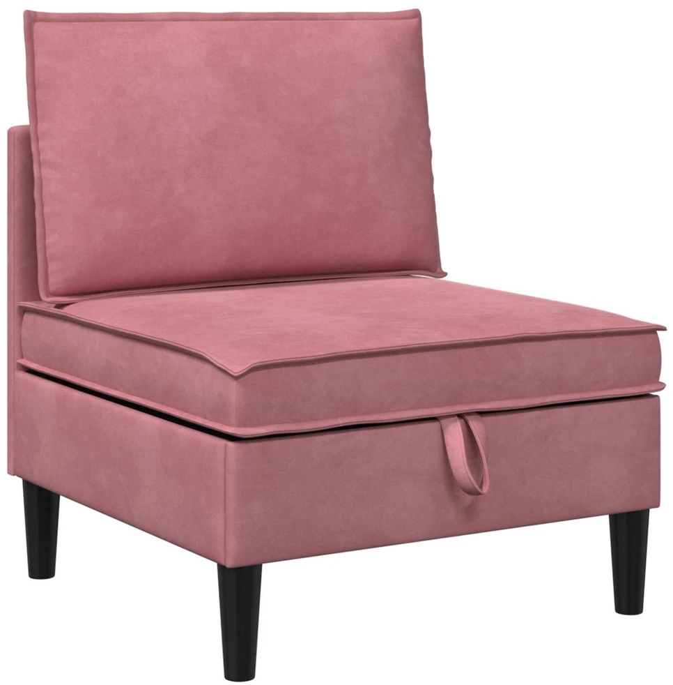 Vidurinė sofa su saugykla Rožinė Aksomas