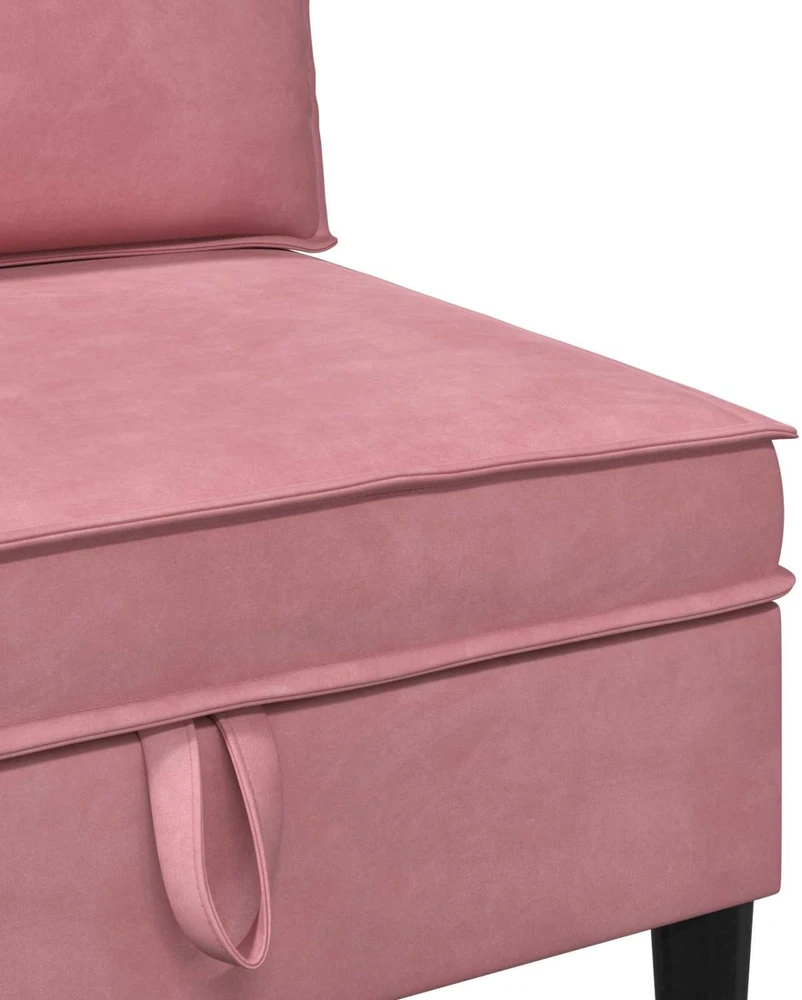 Vidurinė sofa su saugykla Rožinė Aksomas