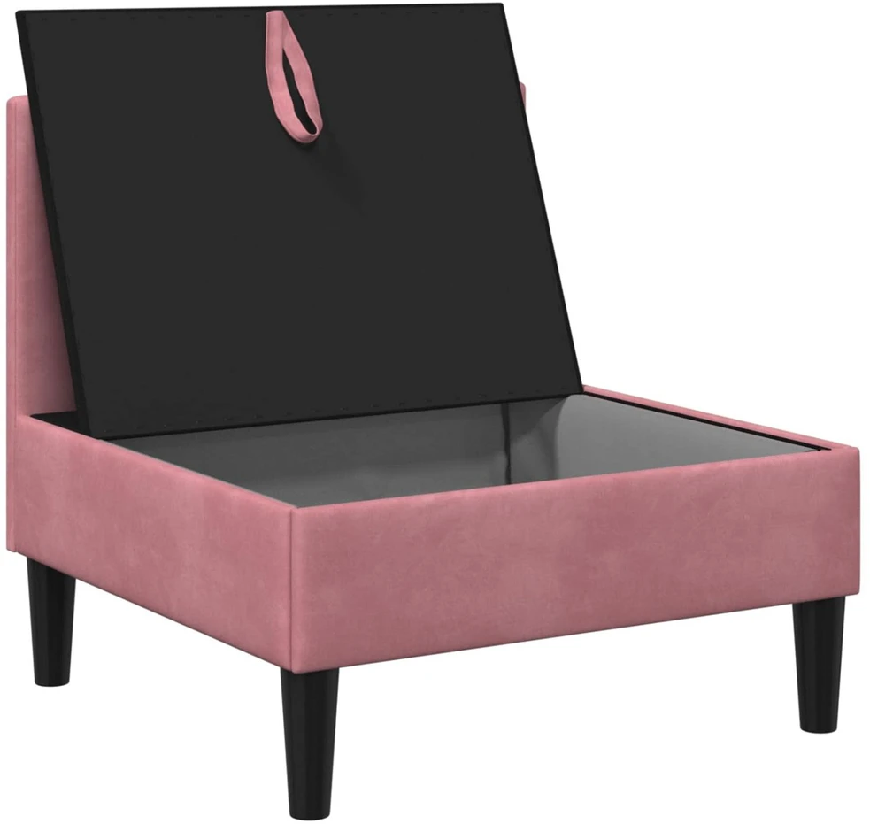 Vidurinė sofa su saugykla Rožinė Aksomas